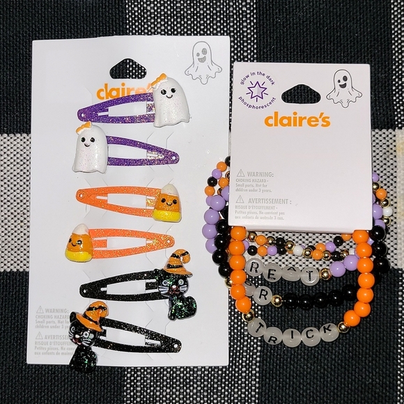 Claire's 2 Piece Halloween Accessories Bundle NWT! GLOW In The DARK! 🖤🧡 - Picture 3 of 11